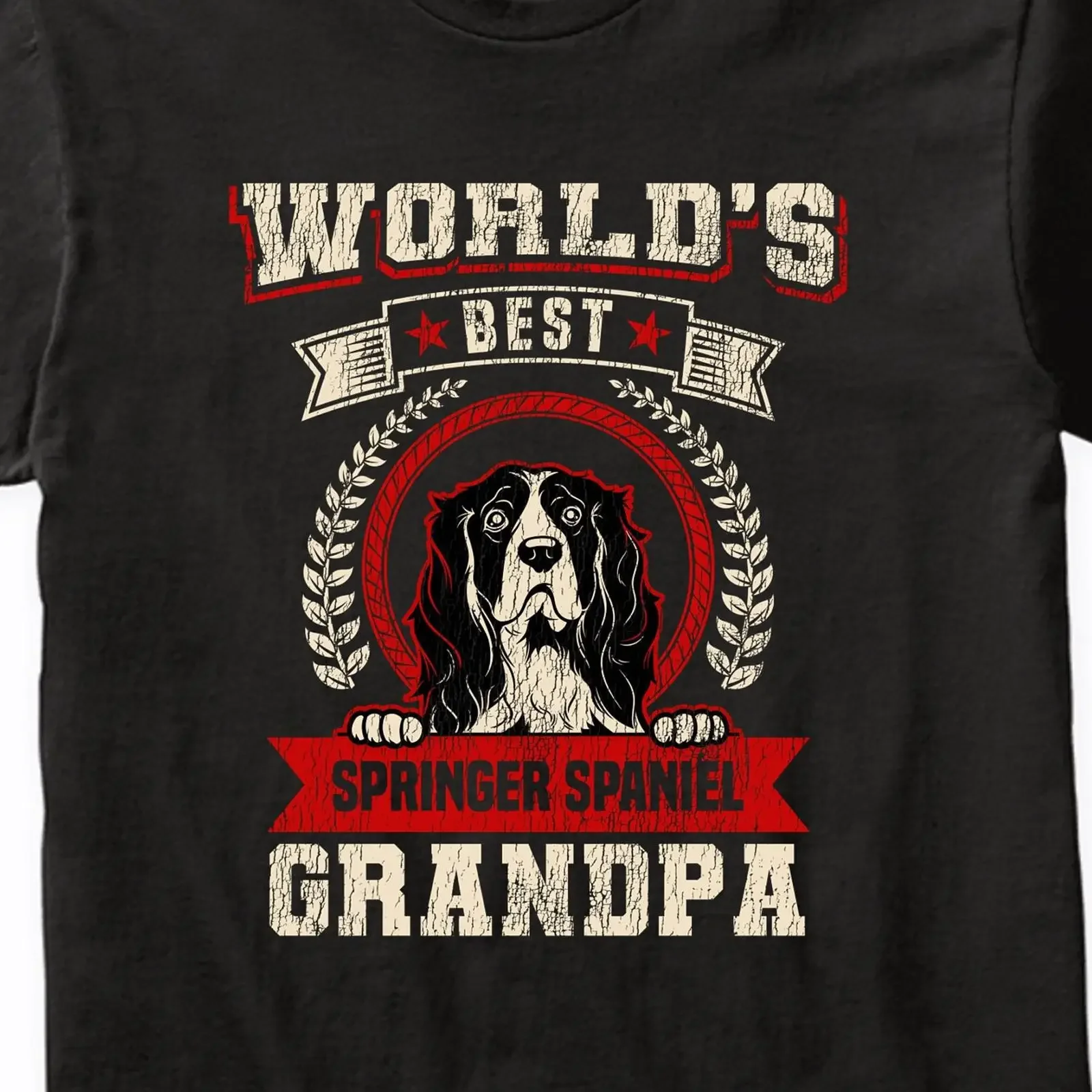 World's Best Springer Spaniel Grandpa Dog Breed T Shirt vintage Washed Unisex Top For Everyday Wear homme Slightly streetwear