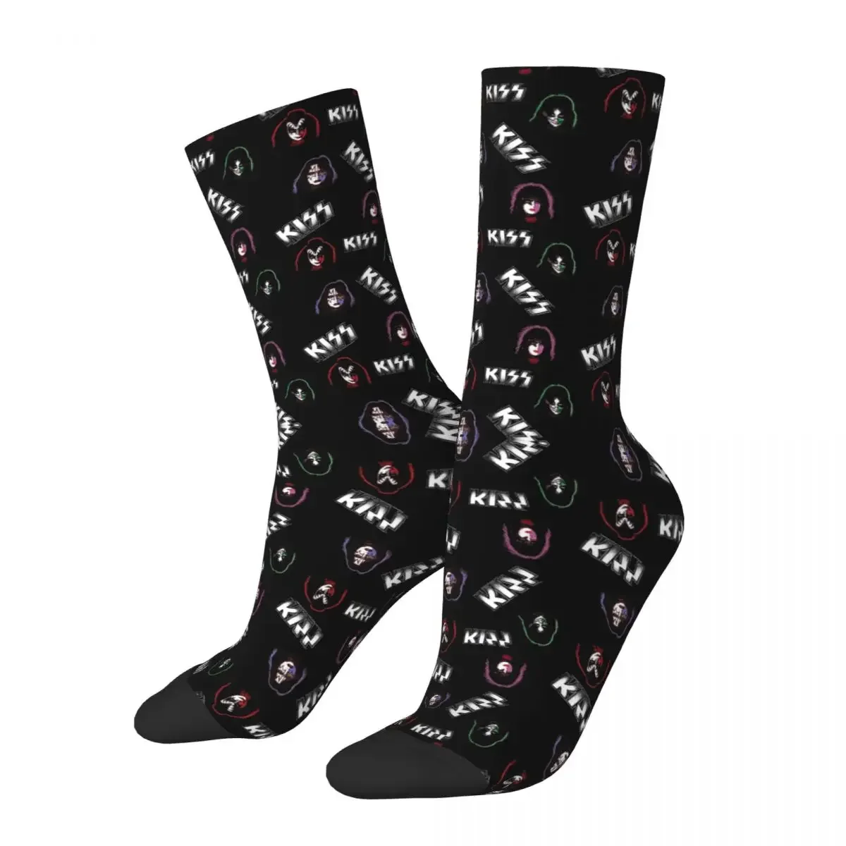 KISS Faces & Logo Pattern Socks Harajuku Super Soft Stockings All Season Long Socks Accessories for Man Woman's Birthday Present