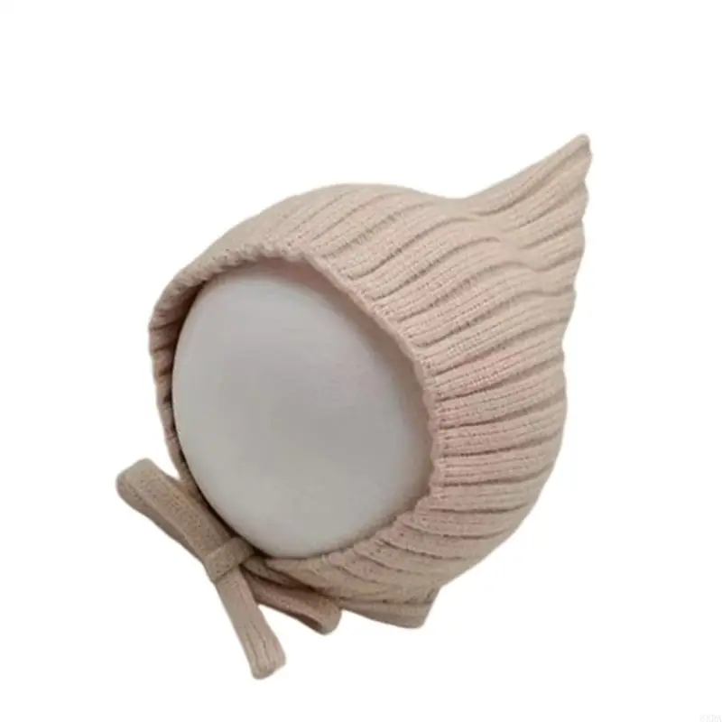 Infant Knitted Elf Hat Stretchy Cold Weather Protective Brimless Hat with Earflaps 6XDA