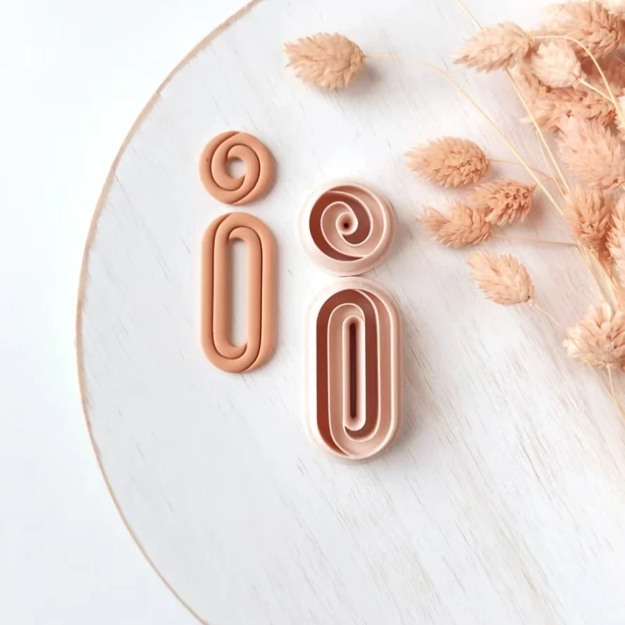 Polymer clay shape cutter mirrored set , abstract modern earring moulds, sharp 3D printed mould | clay jewellery supplies