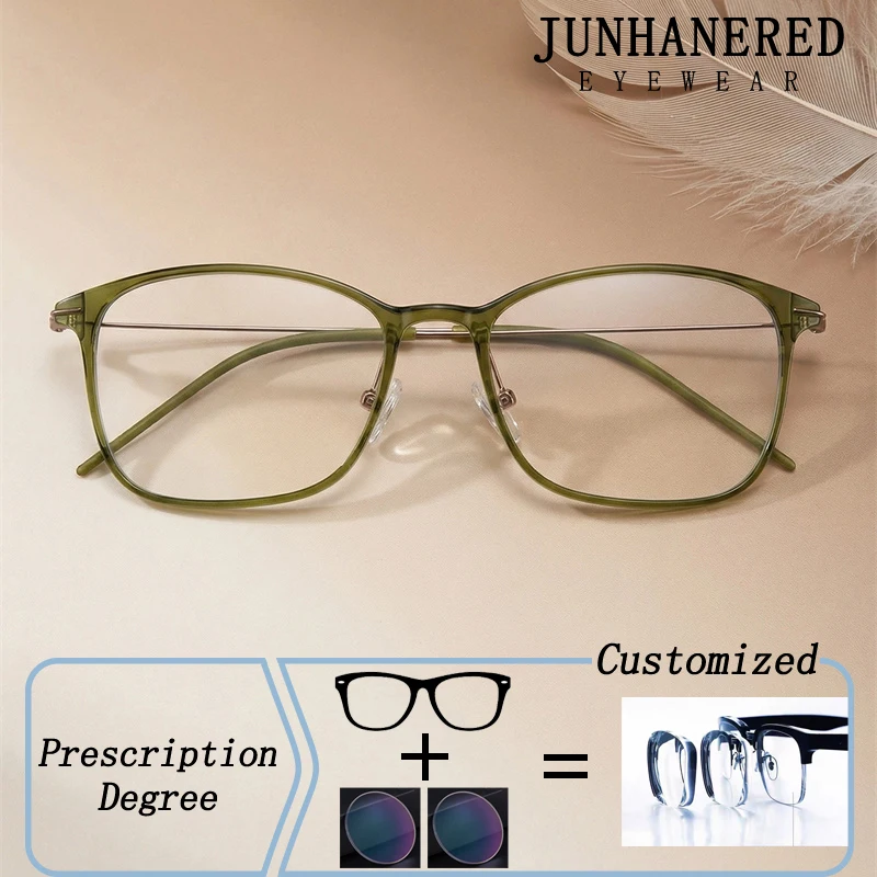 

Vintage Small Square Green Frame Photochromic Prescription Glasses Anti Blue Light Presbyopic Short Sight Astigmatism Eyewear