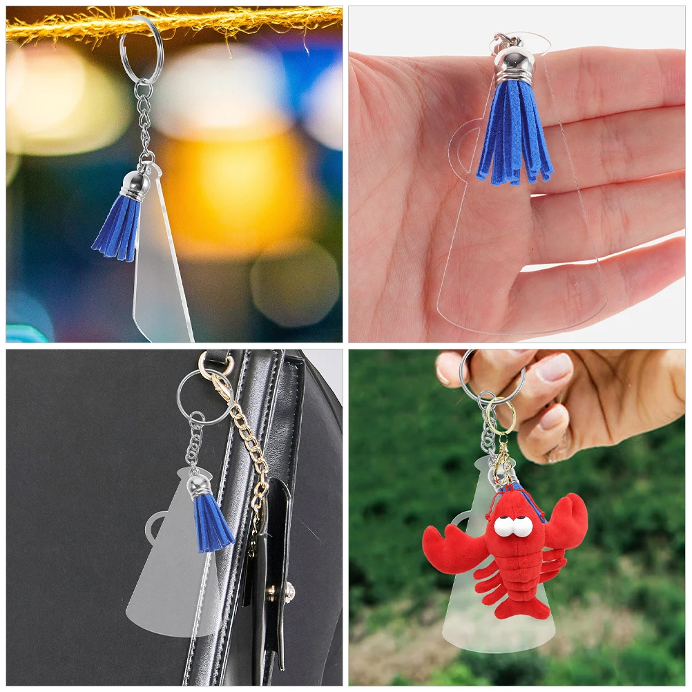 

30 set Acrylic Keychain Blanks Round Diy Key Pendant Decorative Sublimation Craft Kits Horn Design Blank Keychains For Tassel
