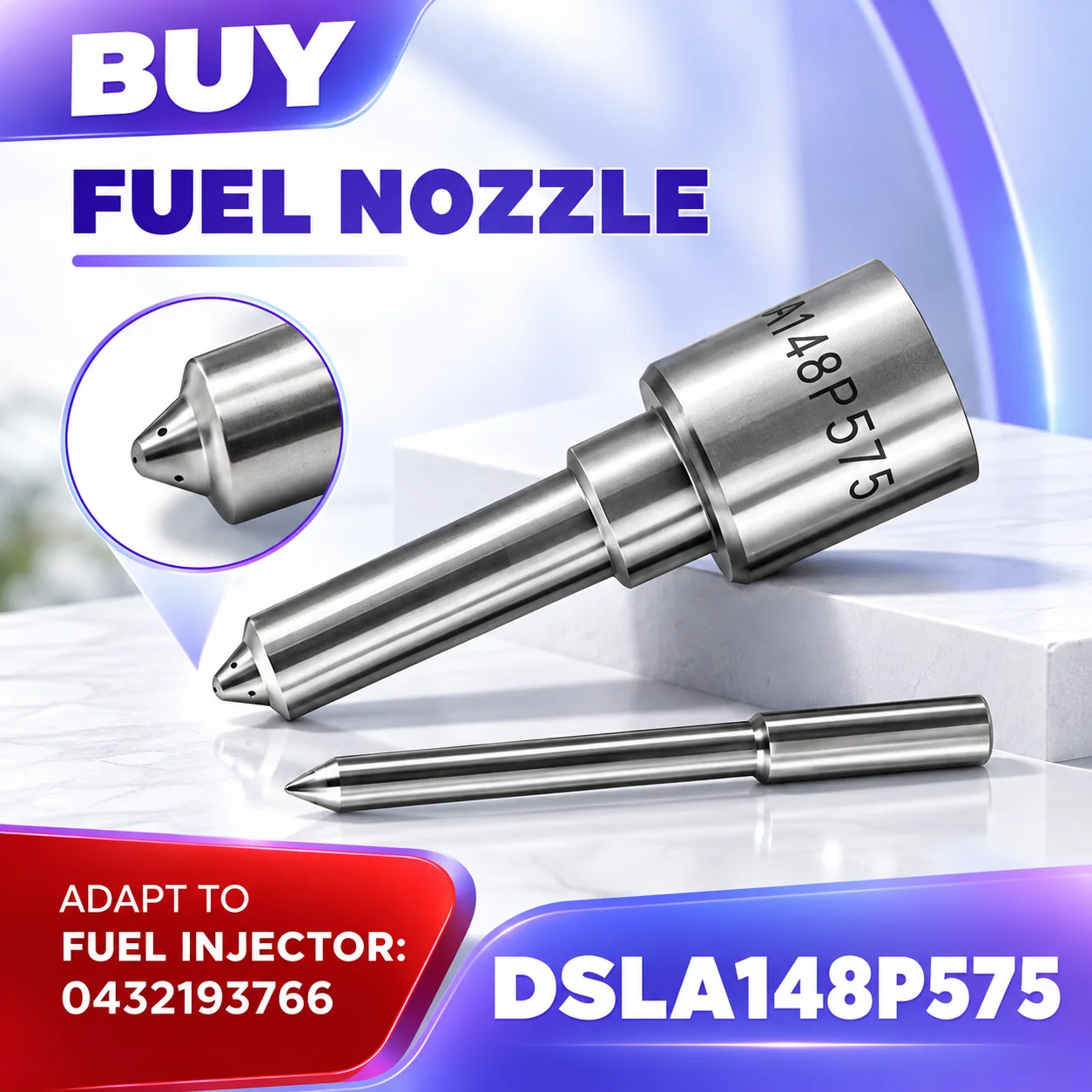 DSLA148P575 Flat Head White Needle Injector Nozzle 5x0.23 Five Hole Spray Tip Compatible With 0432193766 Fuel Injector.LJ1030