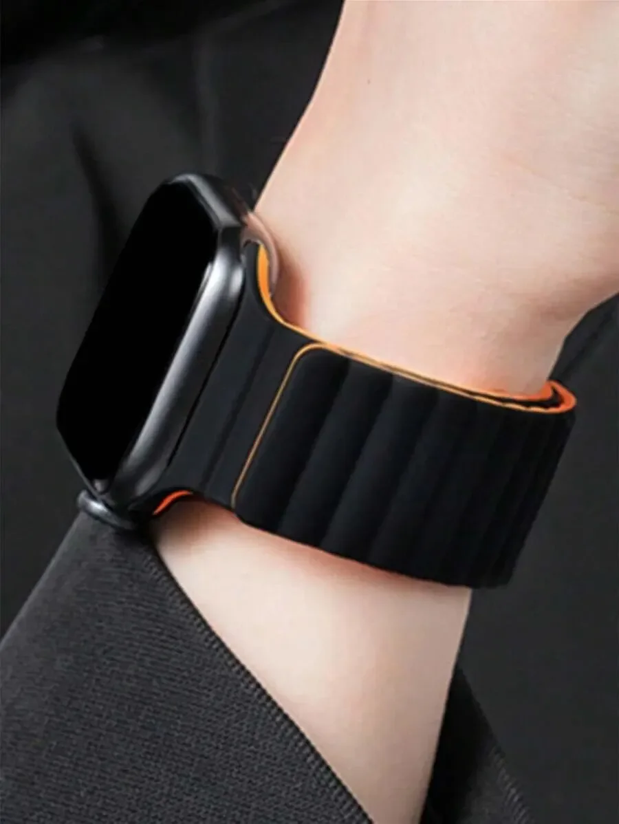 애플 워치 밴드용 실리콘 스트랩, 울트라 49mm, 44mm, 45mm, 40mm, 41mm, 42mm, 마그네틱 스포츠 워치 밴드, 아이워치 시리즈 9, 8, 7, 6, 5, 4, 3 SE