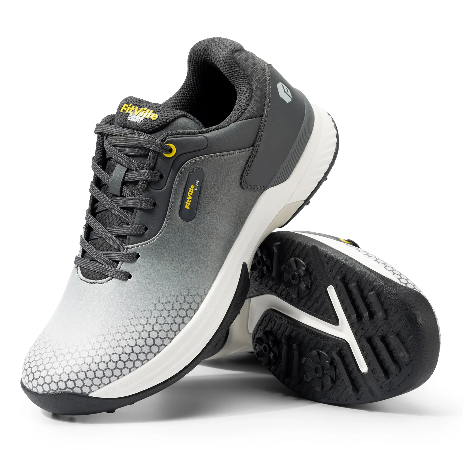 FitVille sapatos de golfe masculinos largos, antiderrapantes, resistentes ao desgaste, confortáveis, sapatos esportivos de pickleball, adequados para pés inchados, aliviam o dedo do pé