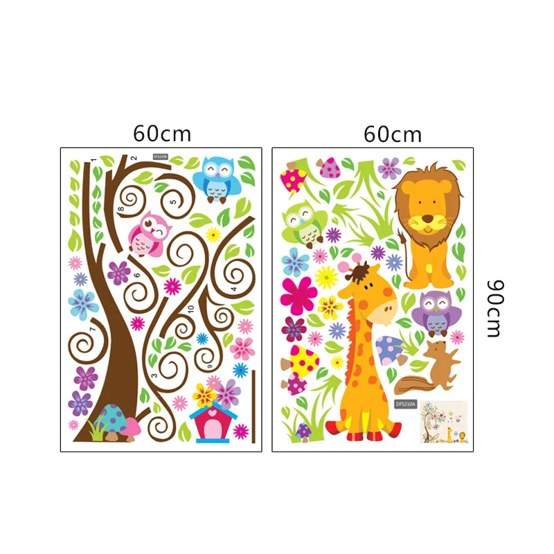 colorful tree lion giraffe owl animal wall stickers original  creative wall art bedroom home decorations wall decals poster