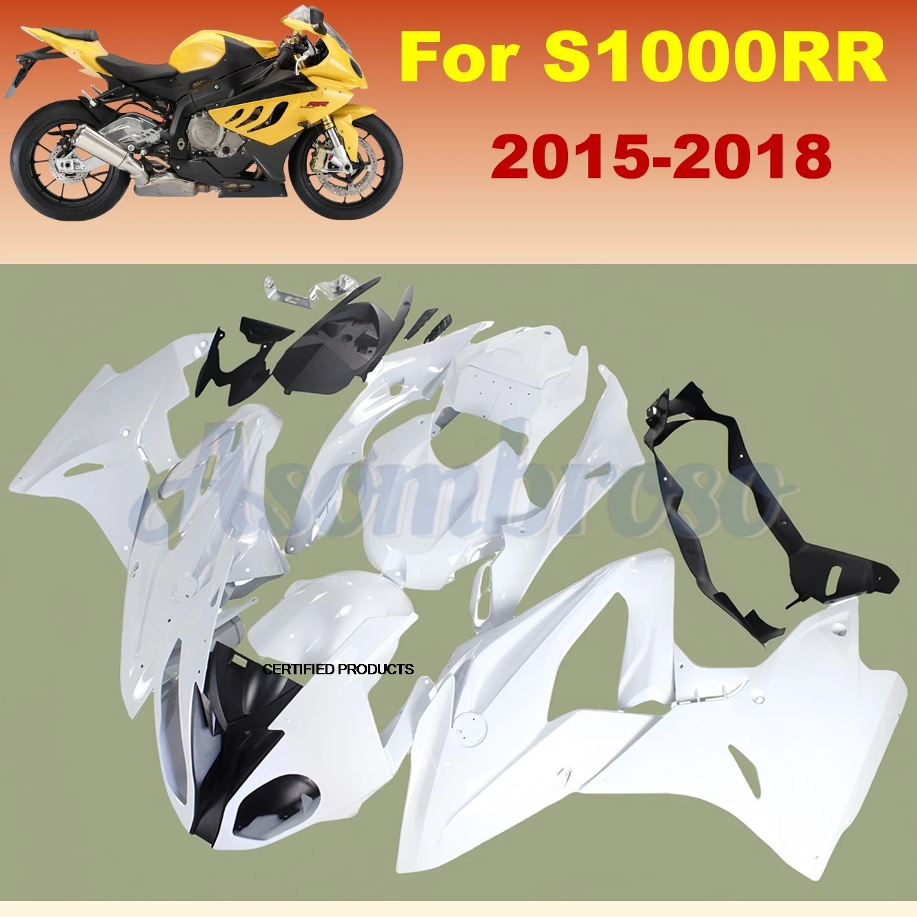 

Motorcycle Fairings Fit for BMW S1000RR 2015 2018 2016 2017 S1000 15 16 17 18 White Body Frame Protective cover
