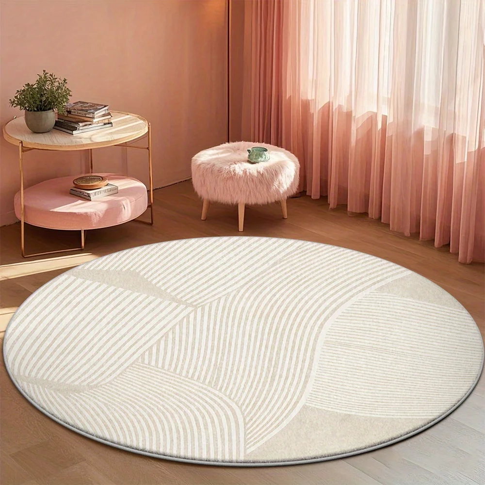 Elegant Golden Leaf Geometric Circular Area Rug  Watercolor Black Gold Splash Art Anti Slip Round Doormat Minimalist Luxury Rug