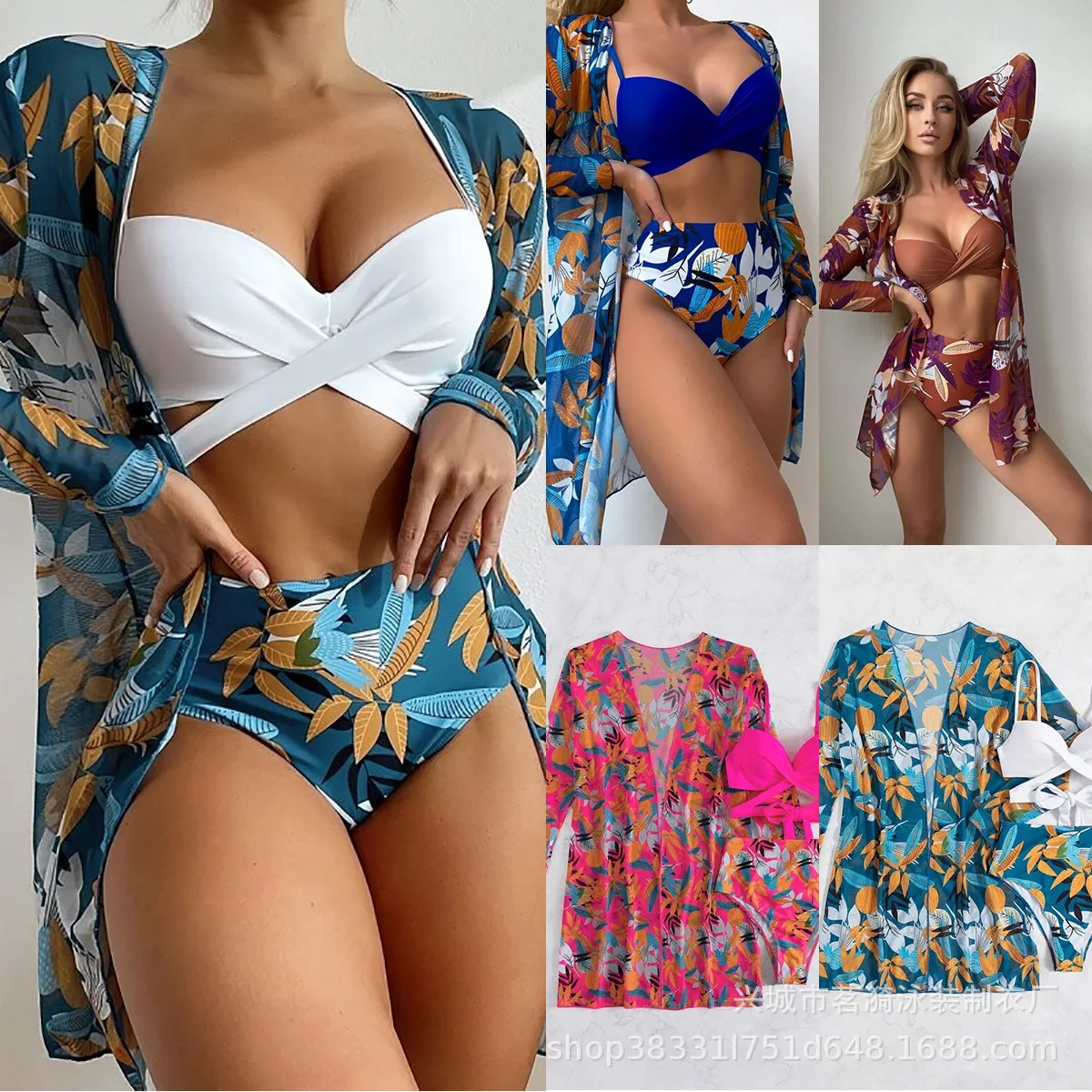 

Bathing Suit Women European And American Sexy Multi-color Cross-bag Fashion Split Bikini Bikini Women's Three-piece Swimsuit