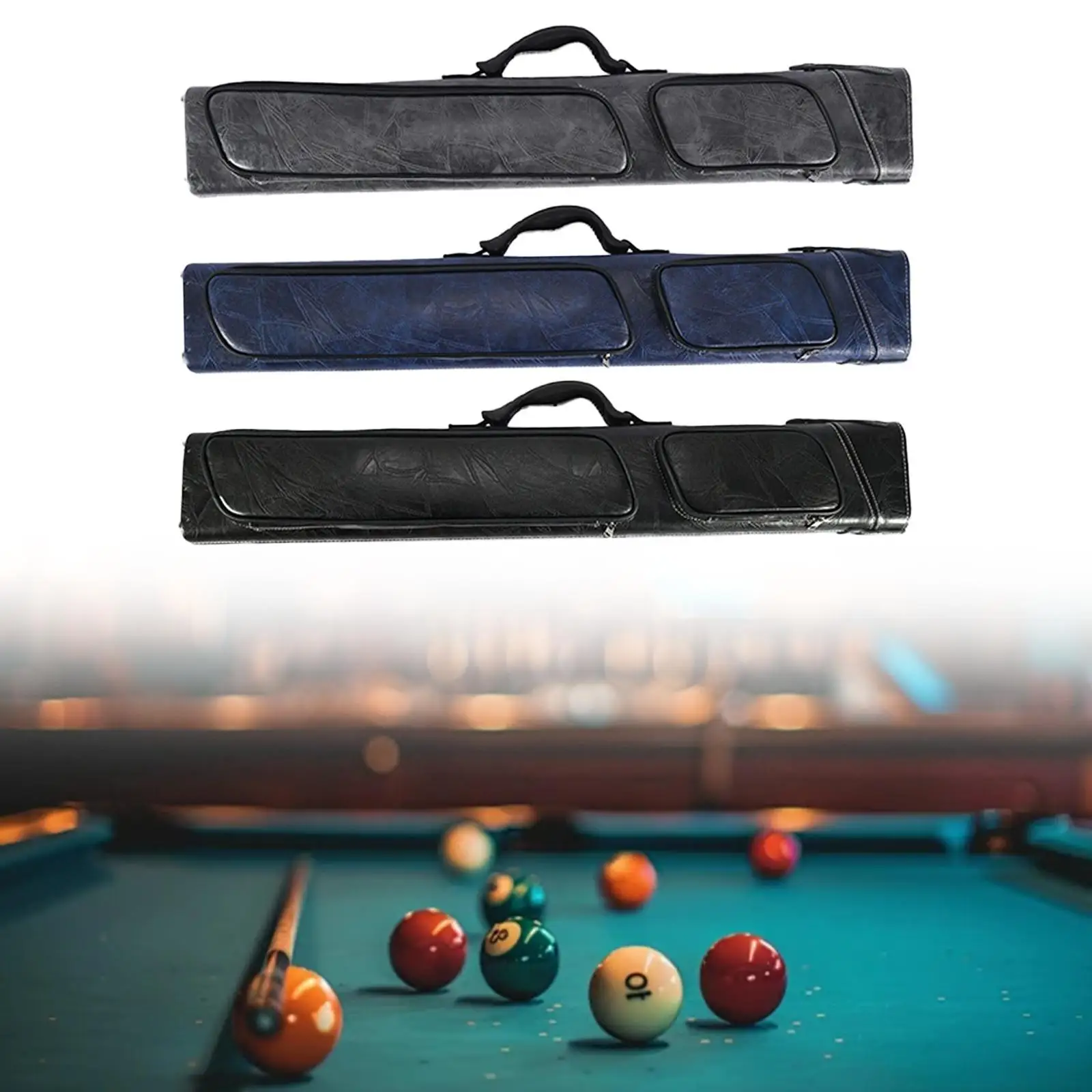 Billard-Stick-Tragetasche, Snooker-Queue-Aufbewahrungstasche, 1/2 Queue-Koffer, Behälter, 7 Löcher, Queue-Tasche, Tragetasche, Pool-Queues-Schutz