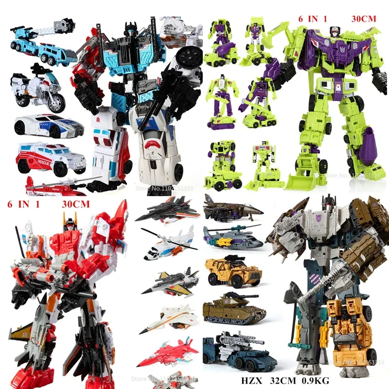 

6in1 HZX робот-трансформер игрушки Defensor Bruticus Superion Devastator IDW 5 в 1 6 в 1 фигурка