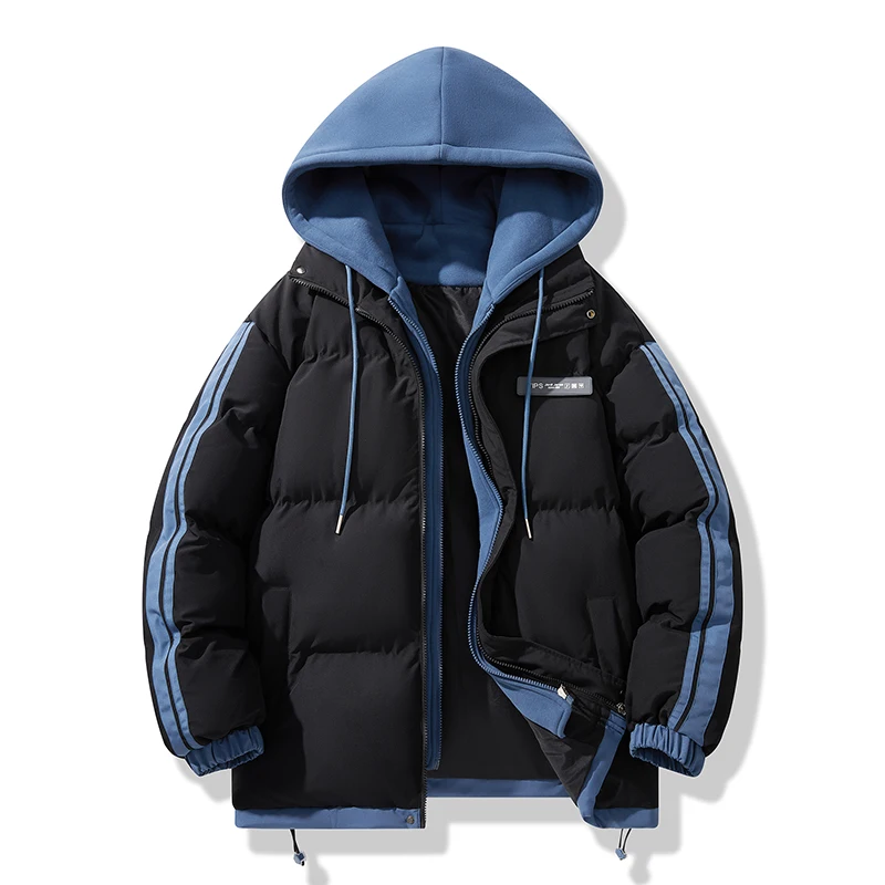

Men's Fashion Trend Cold Proof Hooded Warm Jacket for Autumn Winter Vacation Two-piece Fashionable Stand Up Collar Casual Jacket