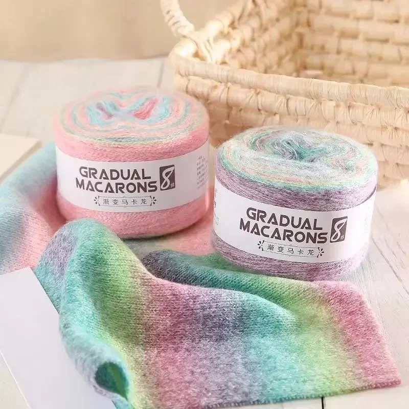 100 جرام/لفة الموهير كرة صوف للحياكة اليدوية سترة كروشيه سترة وشاح هدية قسم الصباغة معكرون اللون نظام غزل الصوف