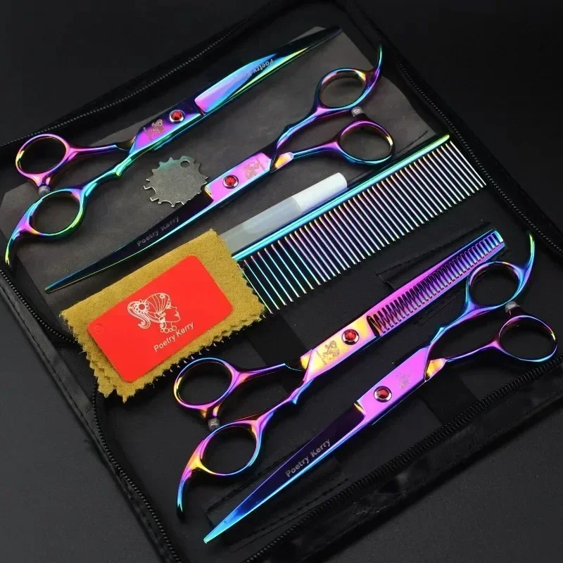 

Professional Animal Barber Cutting Tools, Pet Dogs Grooming Scissors Suit, Stainless Steel, 5pcs/Set For Dogs Hairdresser Scisso