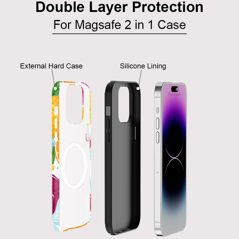 เคสโทรศัพท์แบบแม่เหล็กสำหรับ iPhone 17 Air 13 14 15 16 Pro Max 16 Plus 12 11  วัสดุซิลิโคนนิ่มลายดอกไม้และผลไม้