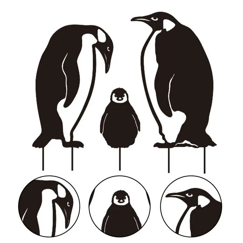 Black Silhouette Yard Stakes Animal Silhouette Garden Stake Black Penguin Shaped Yard Decoration Black Penguin Shaped Yard Art