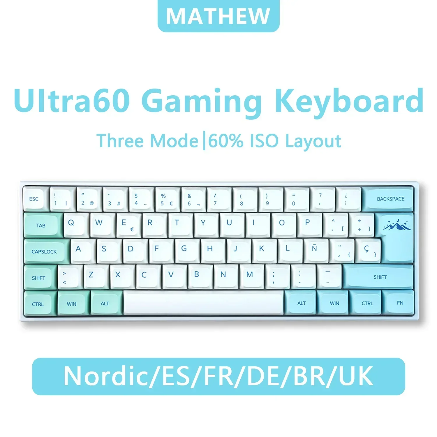 MATHEW Ultra60 3 Mode Wireless Spanish Mechanical Keyboard for Gaming Esports/Office Keyboard With RGB Hot-Swappable ISO Layout