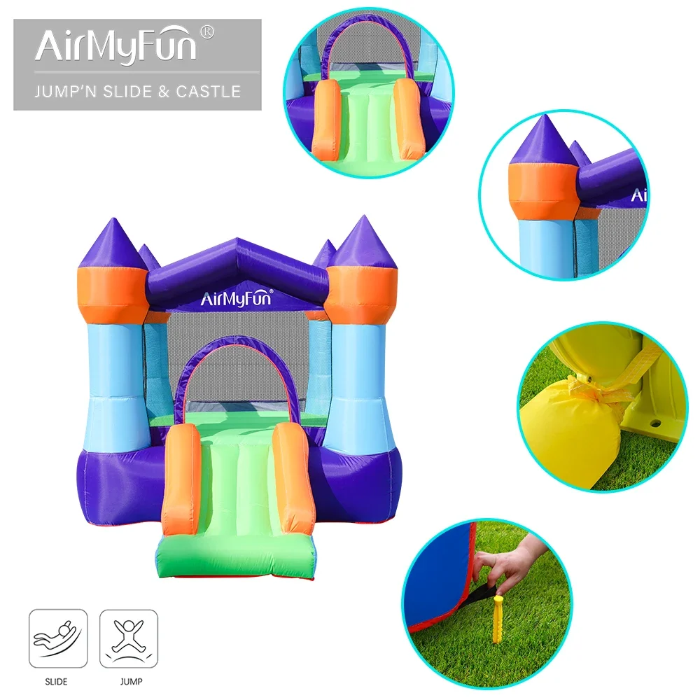 New Style Moonwalk Mini Household Jump Bouncing Castles With Slide Inflatable Soft Bounce House Outdoor party For Kids