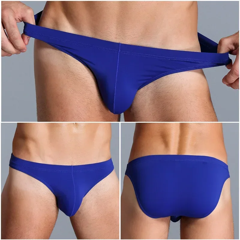 Men\'s Sexy Low-Waist U-Convex Solid Color Underwear Briefs Breathable Underpants Sexy Underwear Men G-strings Thongs Bikini Gays