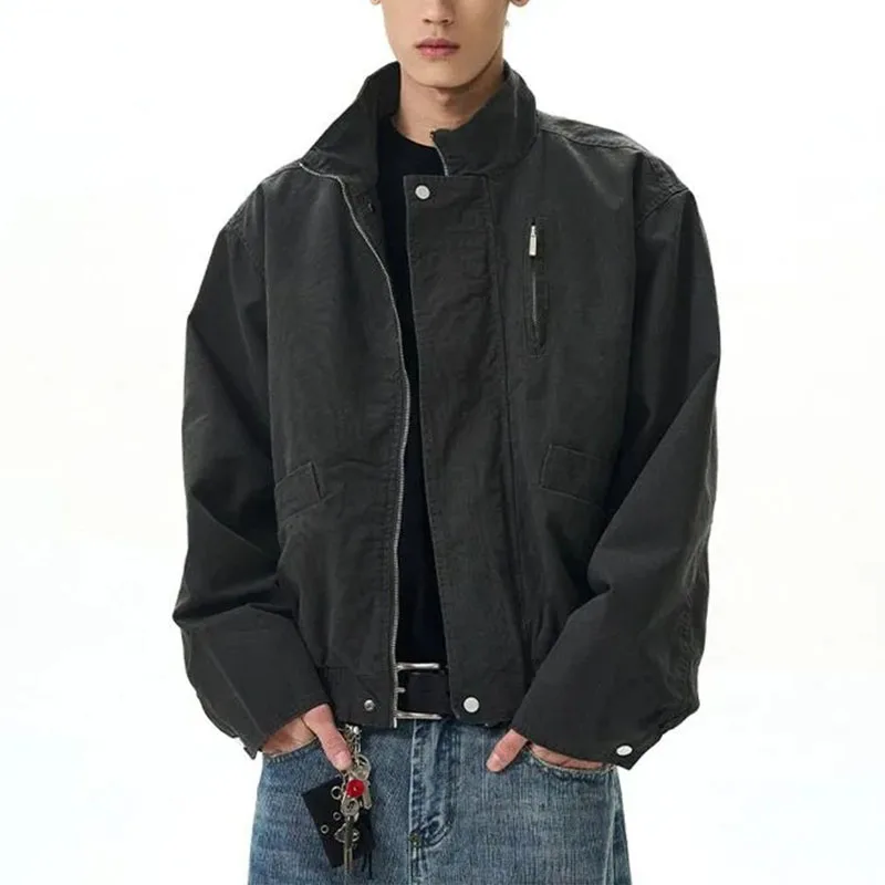 

Retro Stand Collar Work Jacket Spring New American Short Men's Jacket Flight Suit