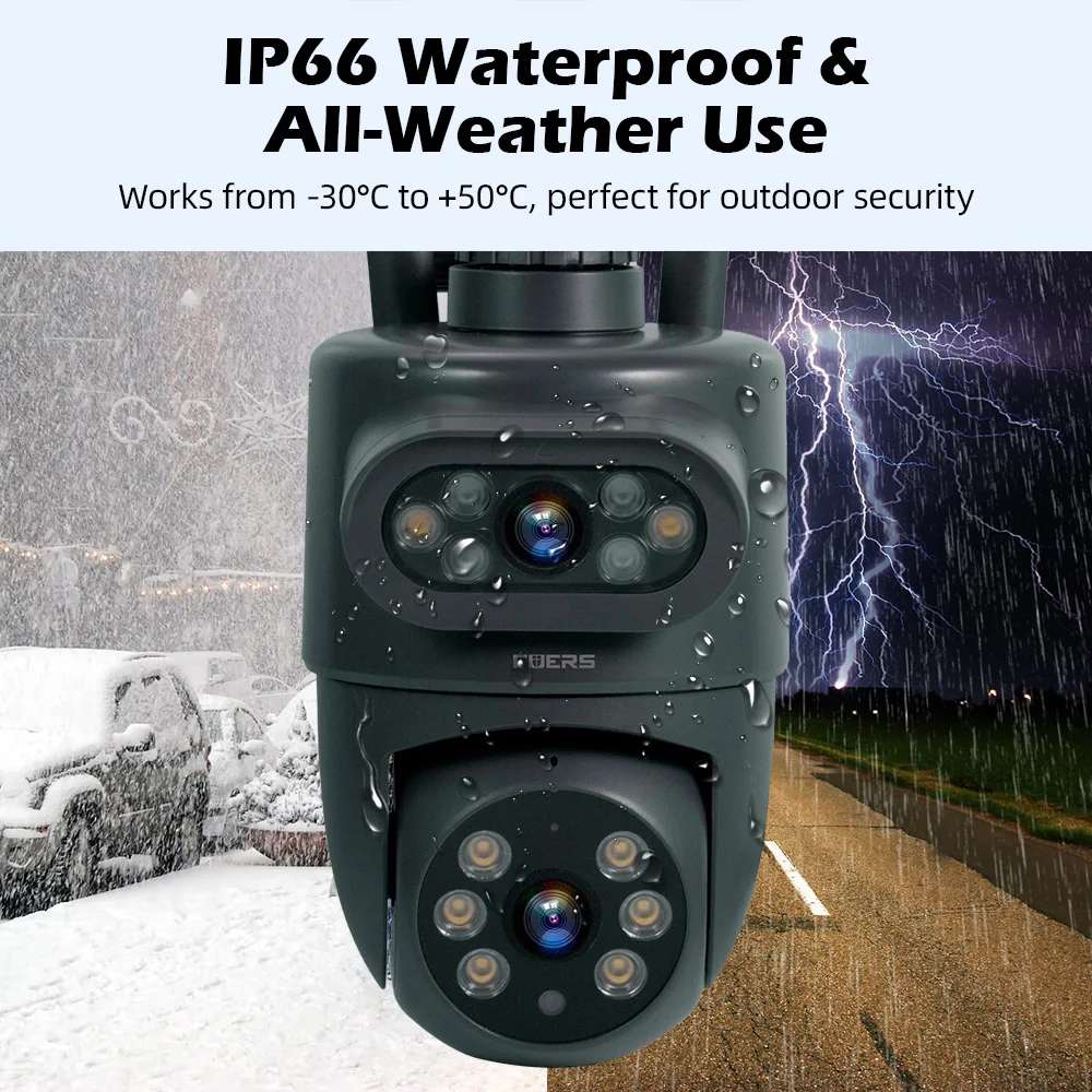 FUERS Tuya Smart 5K 10MP Dual Lens IP Camera Home Security Auto Tracking Wireless WIFI CCTV Surveillance Outdoor Camera 1M power