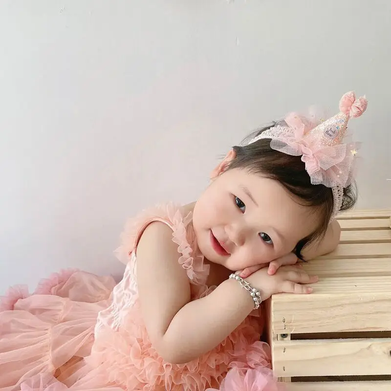 Baby Crown Headband Lace Elastic Princess Girls Hair Band Birthday Dress Up Infant Kids Hair Accessories