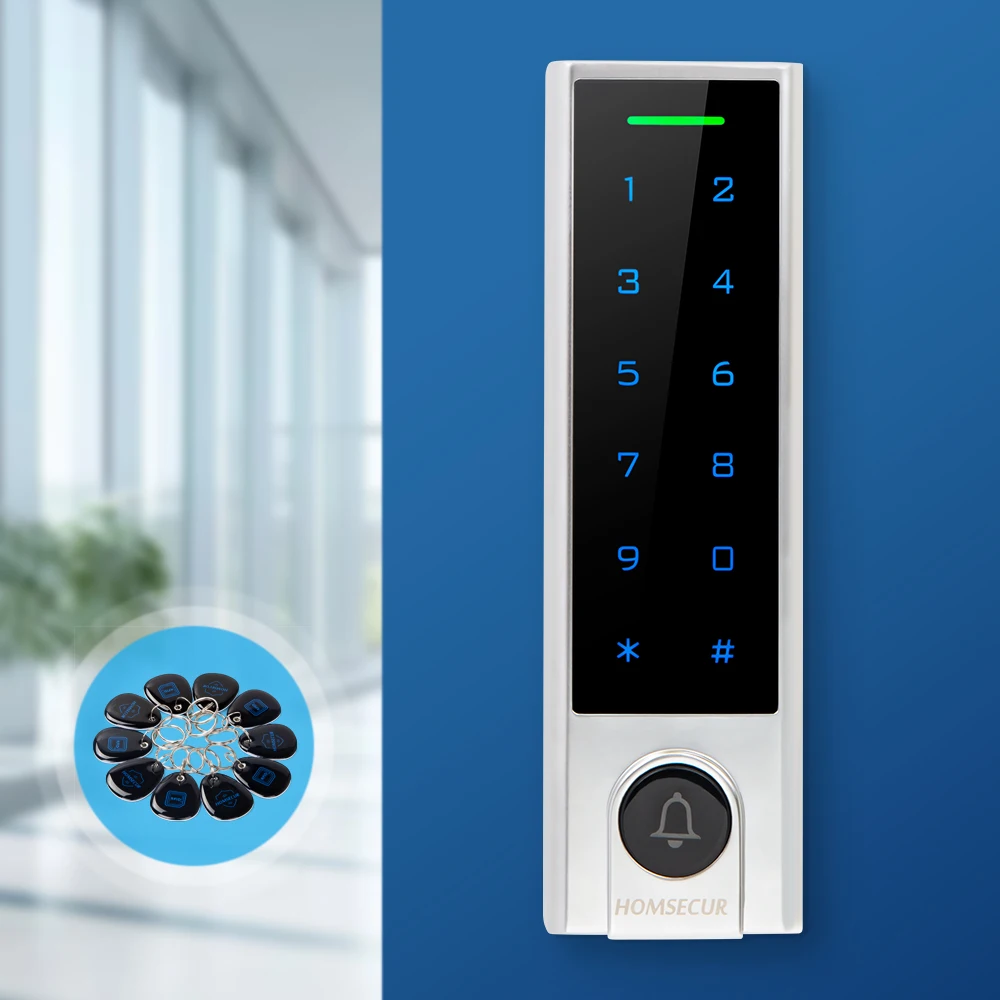 

HOMSECUR H3-WIFI-EM Waterproof IP66 Tuya APP WIFI Access Control WG26~44 Touch Keypad 125Khz