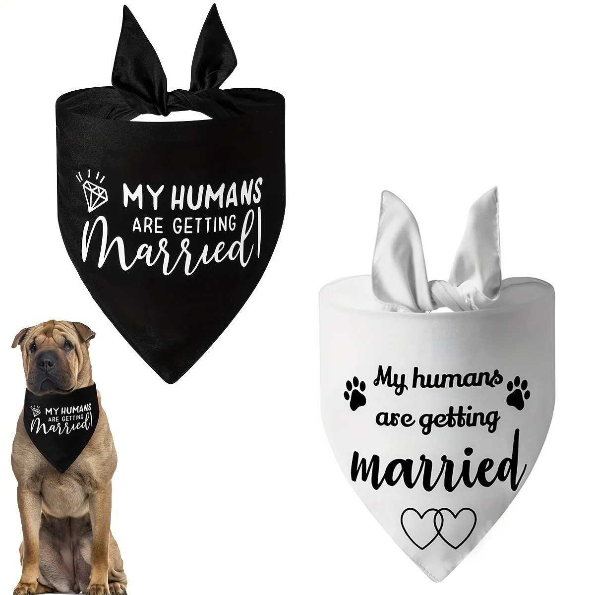 2pcs Engagement Gift, My Humans are Getting Married Dog Bandana, Wedding Photo Prop, Pet Scarf, Dog Engagement   Announcement, P