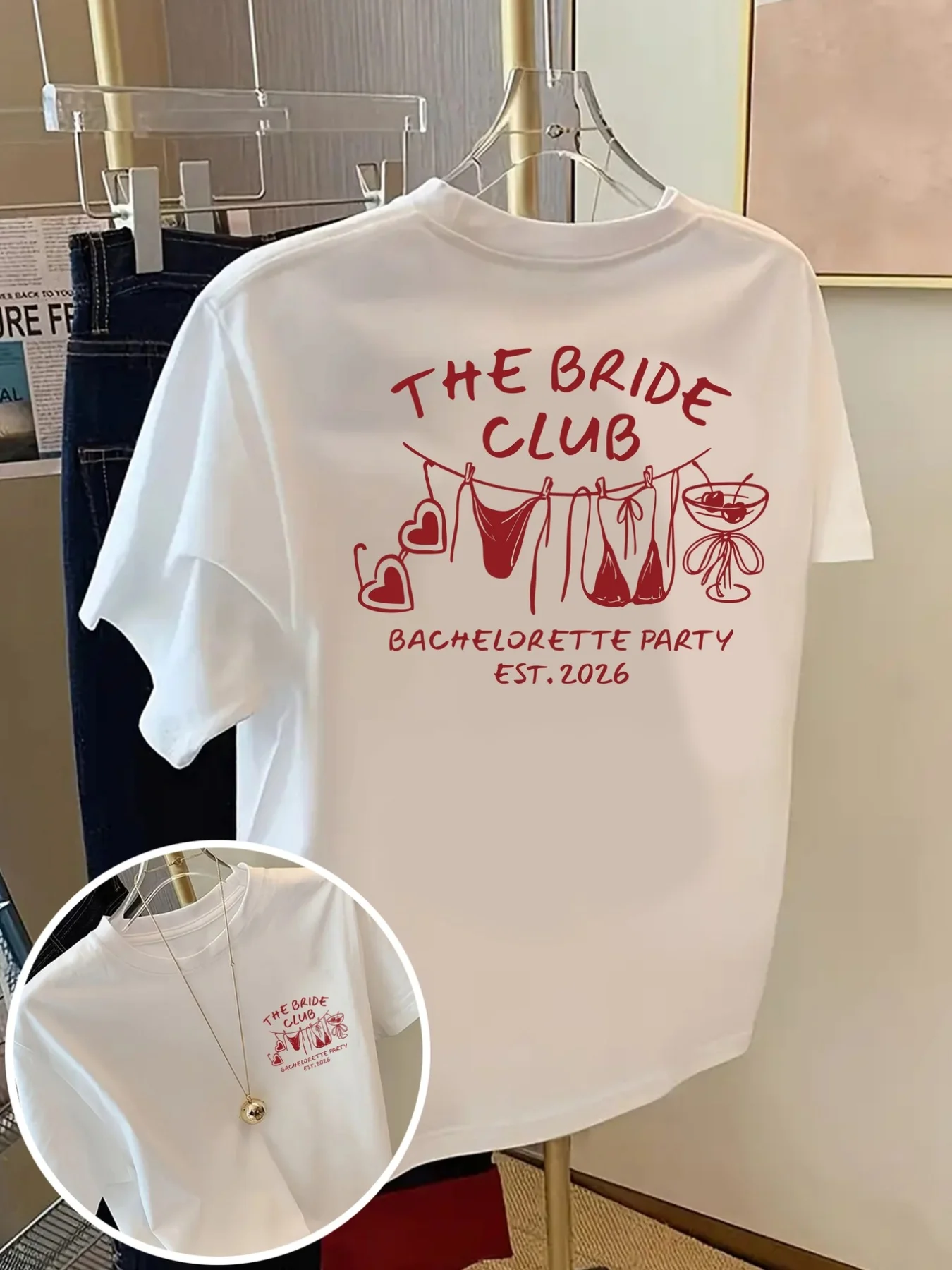 The Bride Club Bachelorette PartyGraphic Print Tshirt Short Sleeve Crew Neck Casual Top for Summer Spring Women's Clothing