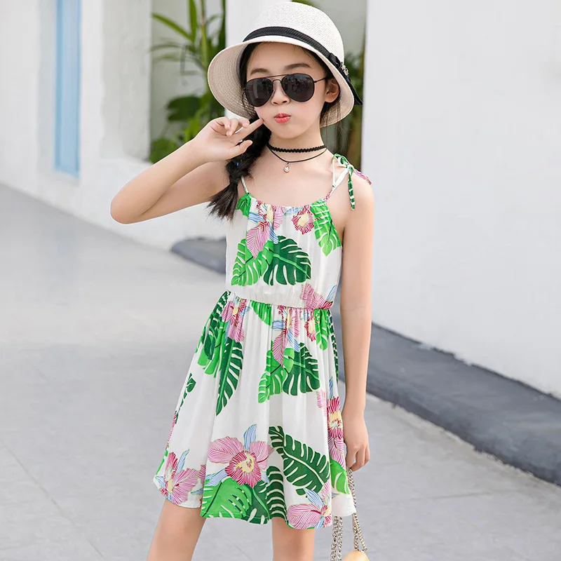 

Maternal Daughter Style Summer Dresses Vintage Floral Little Daisy Print Boho Beach Sexy Sleeveless Sling A Line Loose Dress