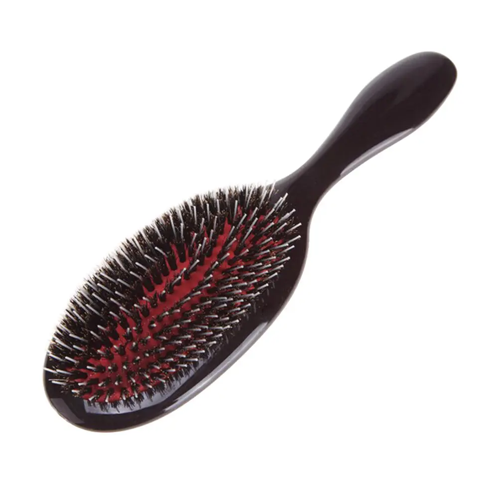 

Natural Bristles Hair Care Comb Anti-Static Scalp Massager Plastic Handle Hair Styling Blow Dry Frizz Control Suitable Daily Use