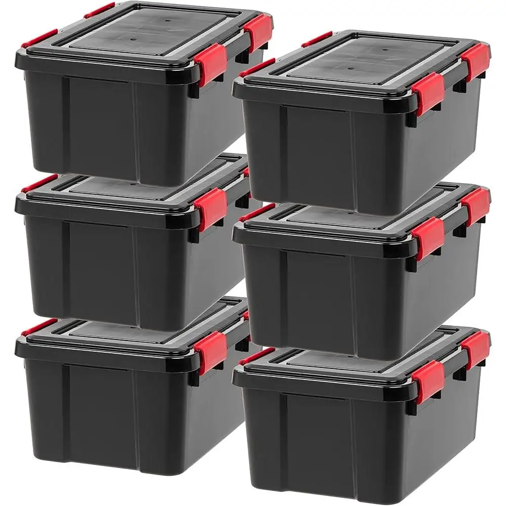 Contenitori portaoggetti impilabili ermetici con coperchi Contenitori in plastica resistenti alle intemperie senza BPA Organizzazione di documenti per vestiti, confezione da 6