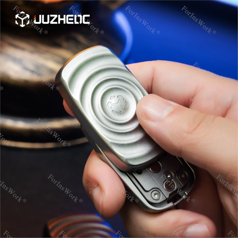JUZHE EDC Ripple Q Spring Feel Garfo de ajuste magnético Placa de pressão Liga de titânio Brinquedo de descompressão na ponta do dedo