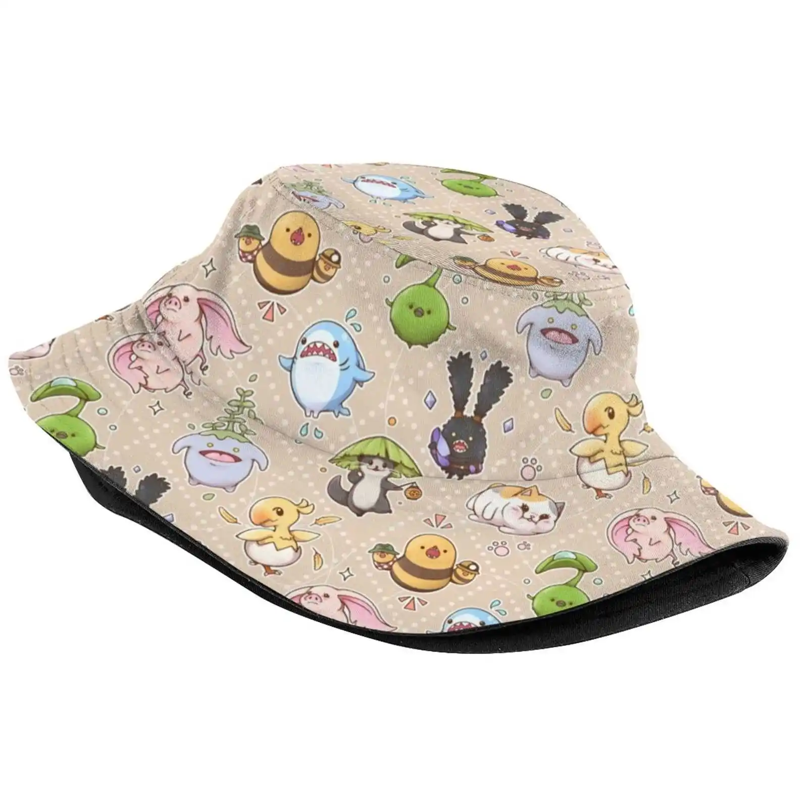 Friends Aplenty Fisherman'S Hat Bucket Hats Caps Ffxiv Ff14 Fat Cat Spriggan Odder Otter Final Fantasy Korpokkur Shark Chocobo