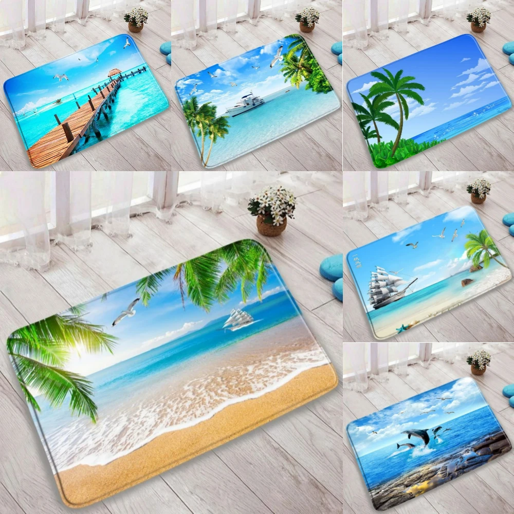 1pc Ocean Beach Landscape Door Mat NonSlip Rug Living Room Bedroom