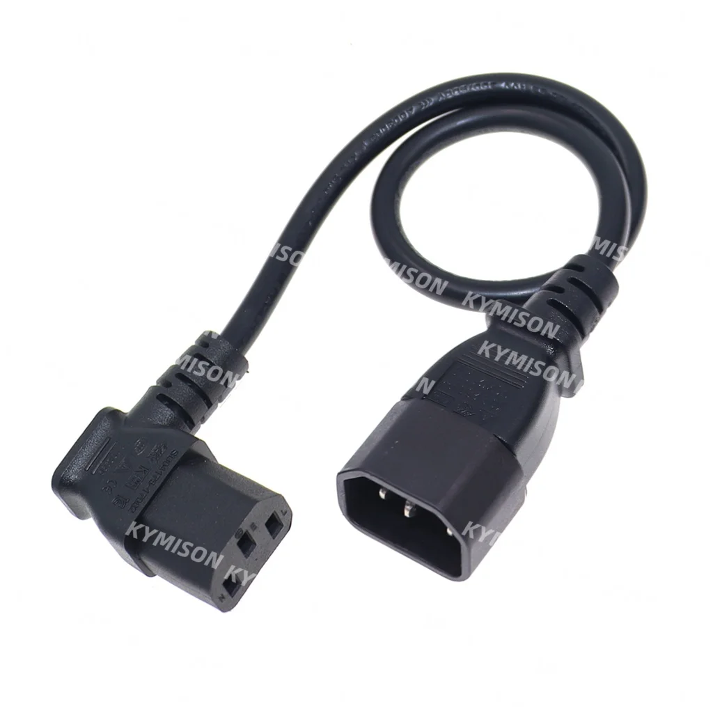 10pcs IEC60320 C13 Left Angle Extension Cable C13 to C14 PDU Angle Power Cables Male to Female AC Power Cord 10A 250V