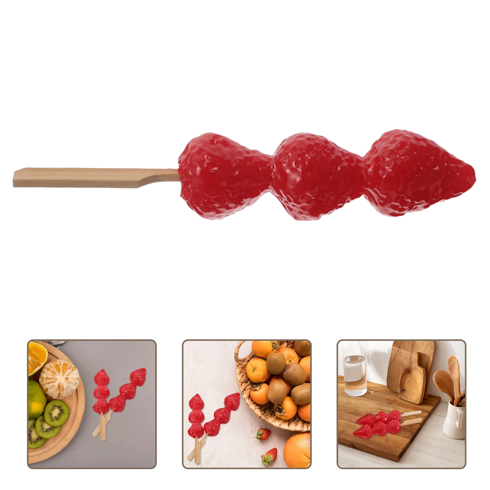 2 قطعة دعائم طعام الفراولة الاصطناعية الواقعية لطاولة المطبخ عرض ديكور الحفلات ديكور الفاكهة يختار التصوير الفوتوغرافي فو #1