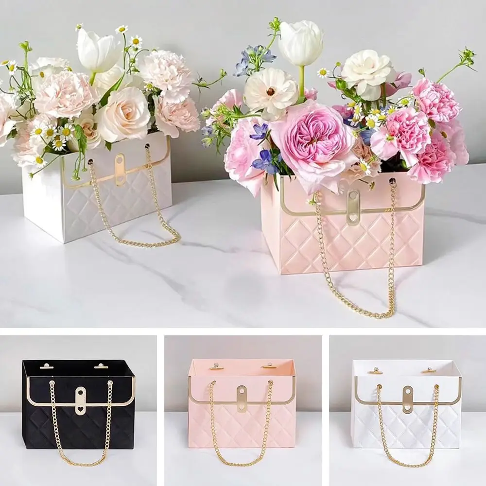 4pcs Portable Flower Rose Packaging Boxs Rectangle Wrapping Bag For Flower Shop Wedding Valentine's Day Birthday Party Gifts