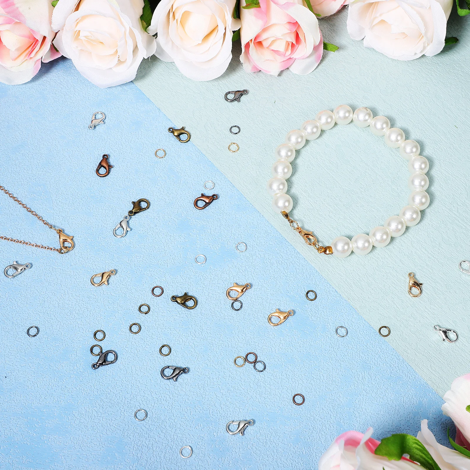 

1Set Lobster Clasp Jump Ring Kit Jewelry Making Supplies Sturdy Copper Findings Necklace Closures for DIY Handmade Jewelry