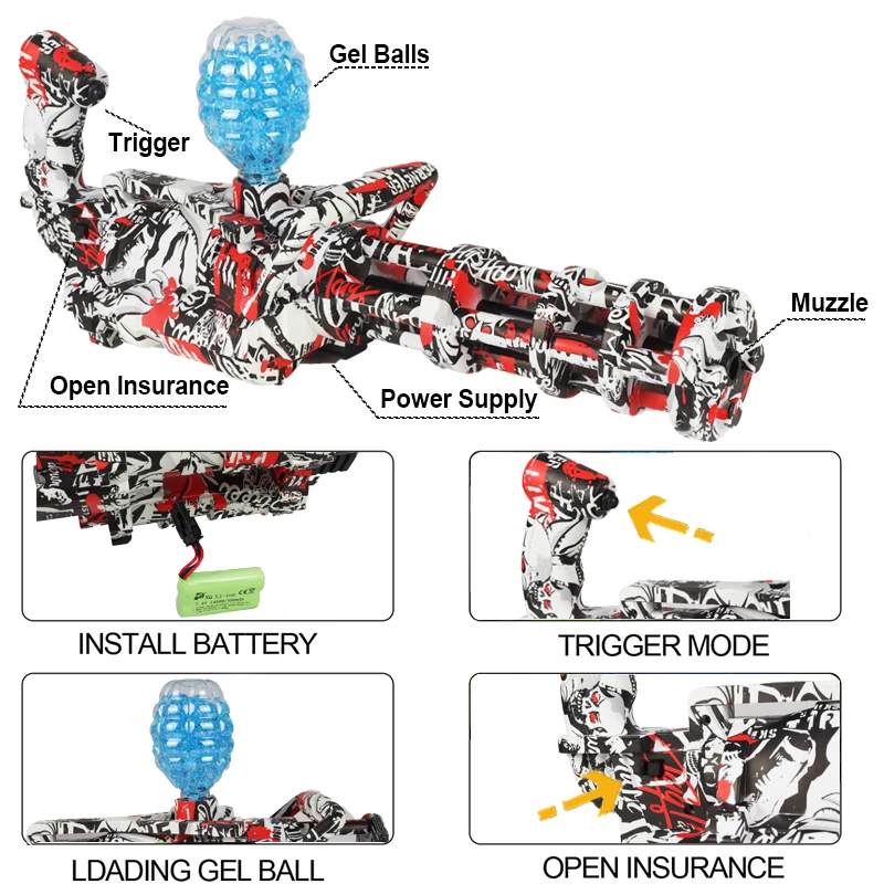 Gatlings Electric Gel Ball Blaster pistola Airsoft automatica ricaricabile per adulti pistola giocattolo Splatter per bambini con perline d'acqua