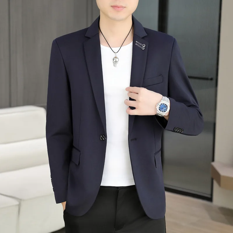 

2025 Новый мужской повседневный тонкий тренд однотонный, осенний, модный пиджак