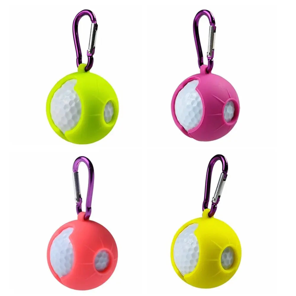 Golf Accessories 2Pcs Silicone Golf Ball Sleeve Protective Cover Bag Holder With Carabiner