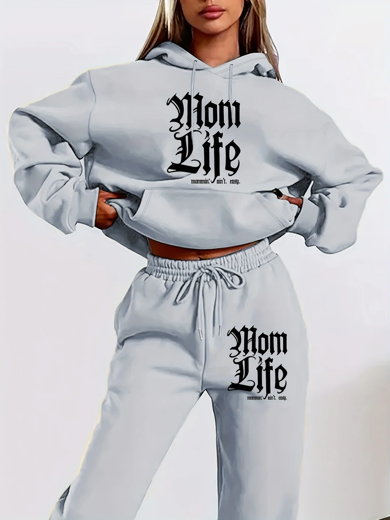 

2025/26 Latest Autumn/Winter American Street Retro English Y2K Style Hoodie Set Trendy Women's 3D Large Adult Hoodie Waist Pants
