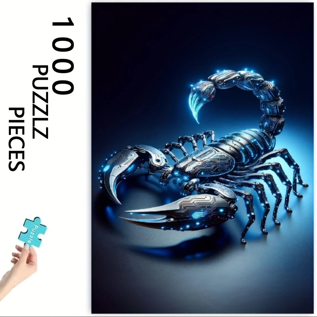 1000ピース ブルーグローサソリパズル - 光るメタリックブルー ジグソーパズル 大人とティーン向け、教育STEM学習、耐久性