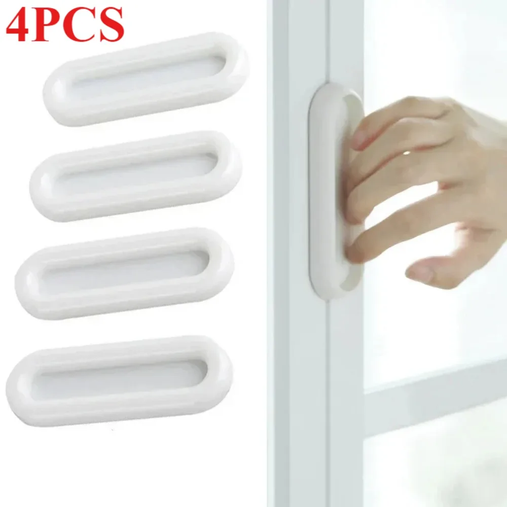 4 Stück selbstklebende Türgriffe, ovale Griffe, rutschfester Griff für Schrank, Schublade, Glas, Fenster, Heimdekoration, Zubehör, Scheunentürgriff
