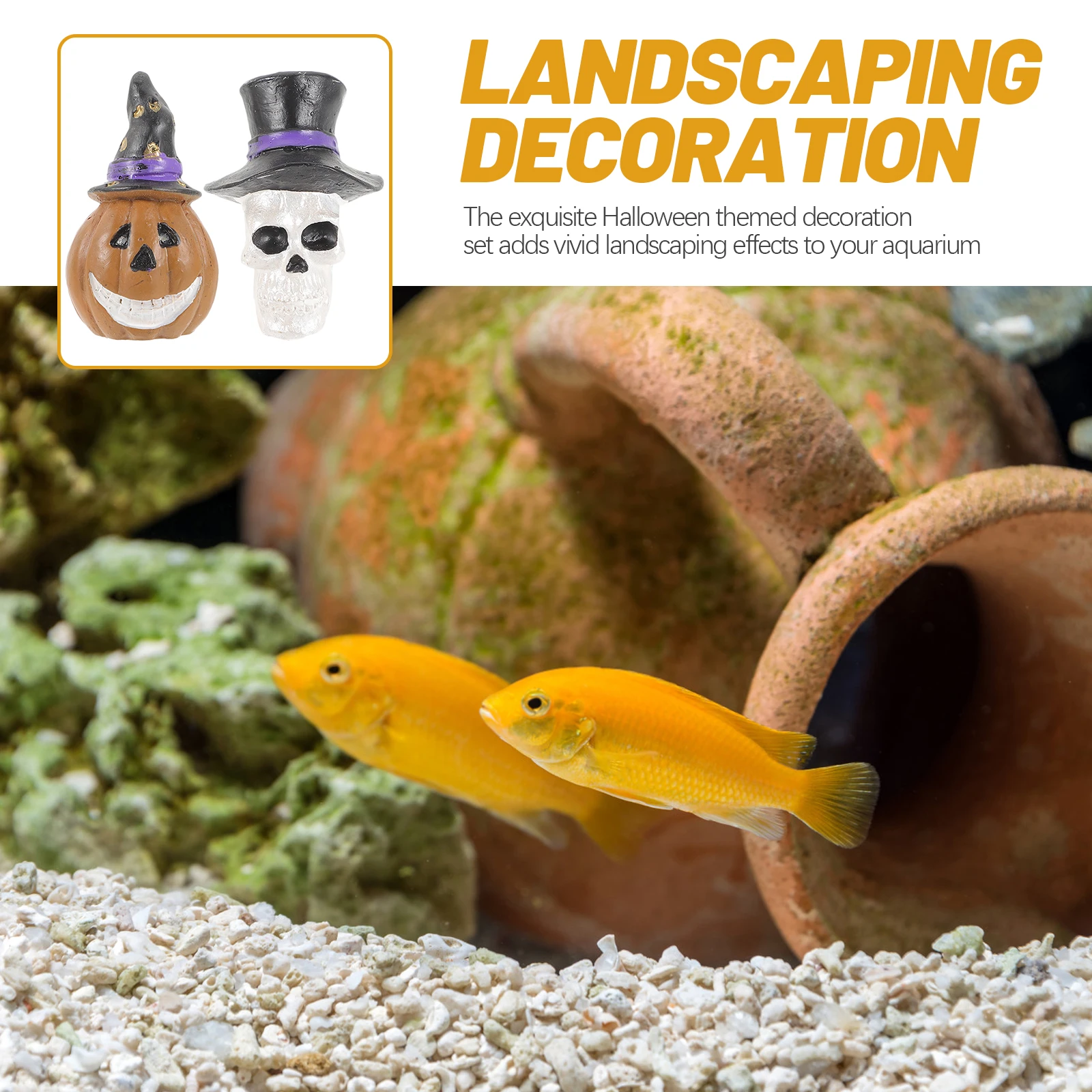 

2 Pcs Fish Tank Resin Decoration Halloween Craft Aquarium Ornament Mini Ornaments for