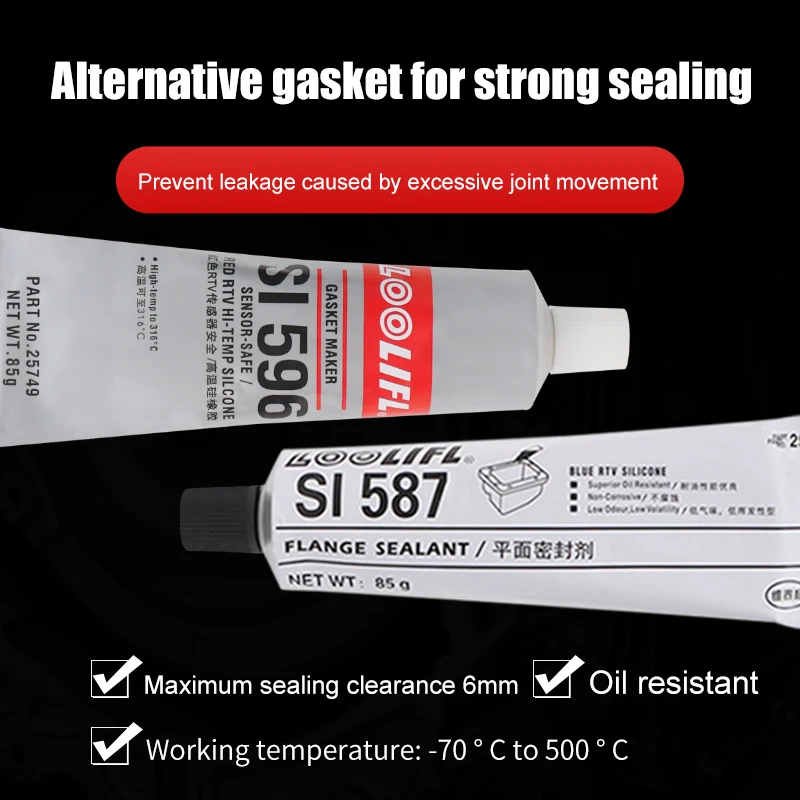 LOOLIFL RTV 587 Blue High-Performance Silicone Gasket Maker,Sensor-Safe,Non-Corrosive,Oil Resistance,Joint Movement Valves Tools