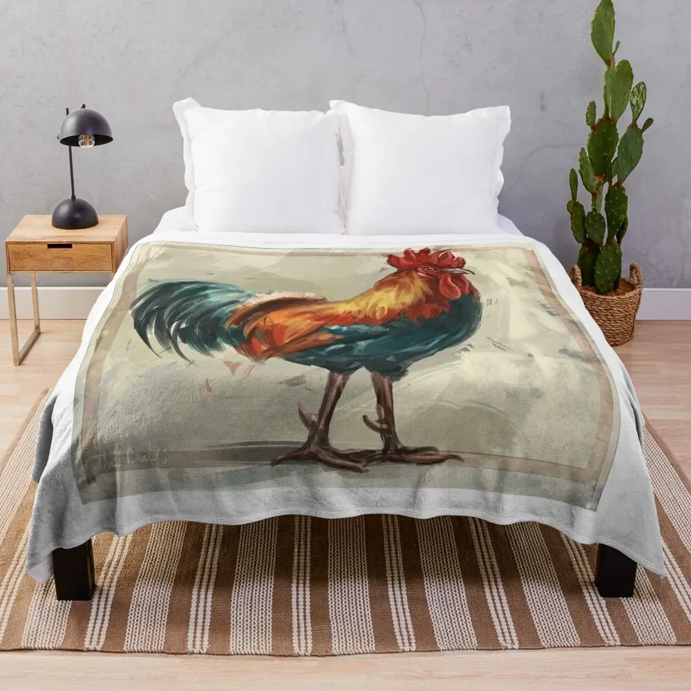 

Colorful Rooster Painting on Beige Background - Here Comes The Rooster 2 Throw Blanket Personalized Gift Fashion Sofas Blankets