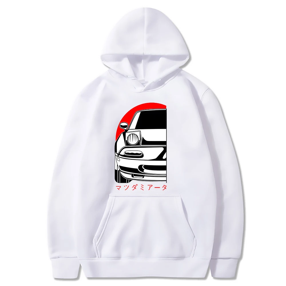 Mx5 Comic Mazda Hoodie JDM Streetwears Japanese Red Moon Left Printed Lounge Wear Casual Mens Sweatshirt Female Unisex