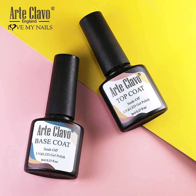 Arte Clavo 8ml Top Coat Base Coat Nail Primer For Nails Vernis Semi Permanant UV LED Lamp Fast Dry Soak Off Gel Polish Gellak
